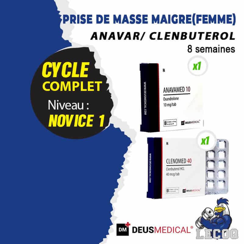 52- ANAVAR / CLENBUTEROL – 8 SEMAINES (CYCLE DE PRISE DE MASSE MAIGRE POUR FEMME) DEUS MEDICAL